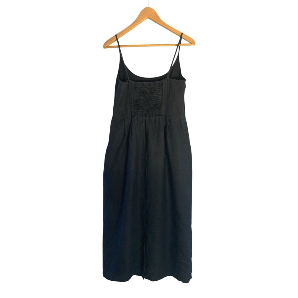 Quince 100% European Linen Scoop Neck Midi Dress Women Size S Black Summer - Picture 2 of 12